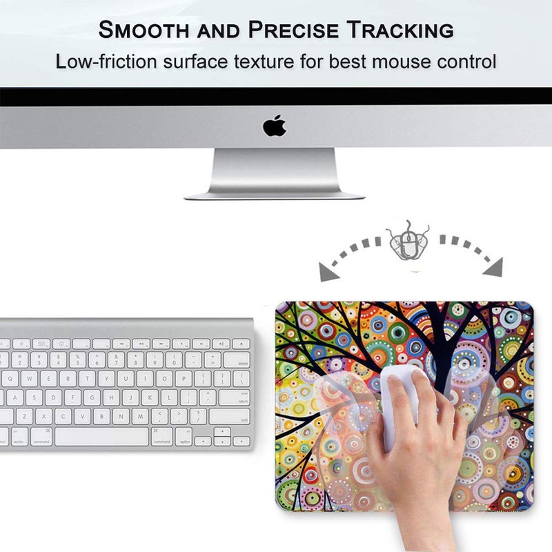 BOSOBO Mouse Pad, Custom Tree of Life Mouse Mat, Small Gaming Mouse Pad for Women and Men, Waterproof Office Mousepad, Non-Slip Rubber Base, Stitched Edge, Rectangle 10.2 x 8.3 x 0.12 Inch - Image 4